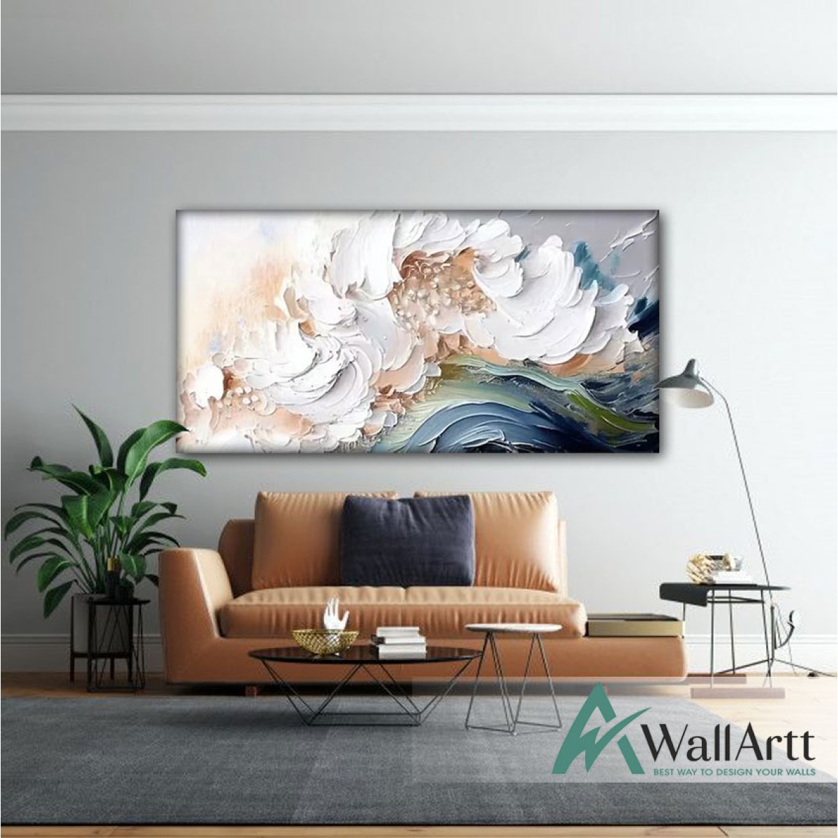 Abstract Flower Wave 3d Heavy Textured Partial Oil Painting